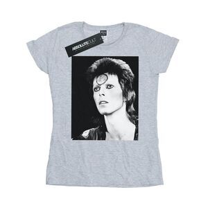 David Bowie Womens/Ladies Ziggy Looking Cotton T-Shirt / Sports Grey